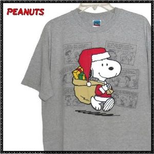 CHRISTMAS T Shirt L Snoopy Santa Claus PEANUTS